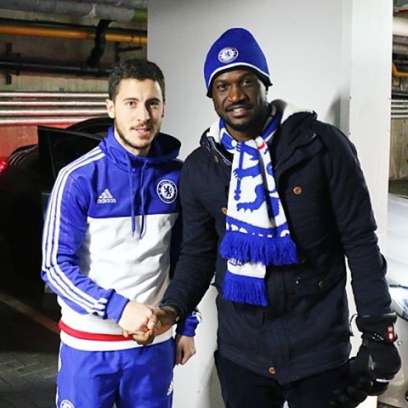 Peter Okoye with Eden Hazard
