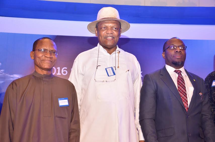 L-R: Director-General, Debt Management Office, Dr Abraham Nwankwo; Chairman, Stanbic IBTC, Atedo Peterside; and Statistician General of the Federation/CEO, National Bureau of Statistics, Dr Yemi Kale, at the 7th edition of Standard Bank West Africa Investors’ Conference, held at Eko Hotels and Suites, Lagos on Tuesday (23/2/2016)