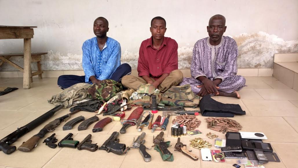 Suspected Kidnappers in Kaduna: L - R: Idris Abubakar 'm', Babangida Ibrahim 'm', and Idris Mai-anguwa 'm'