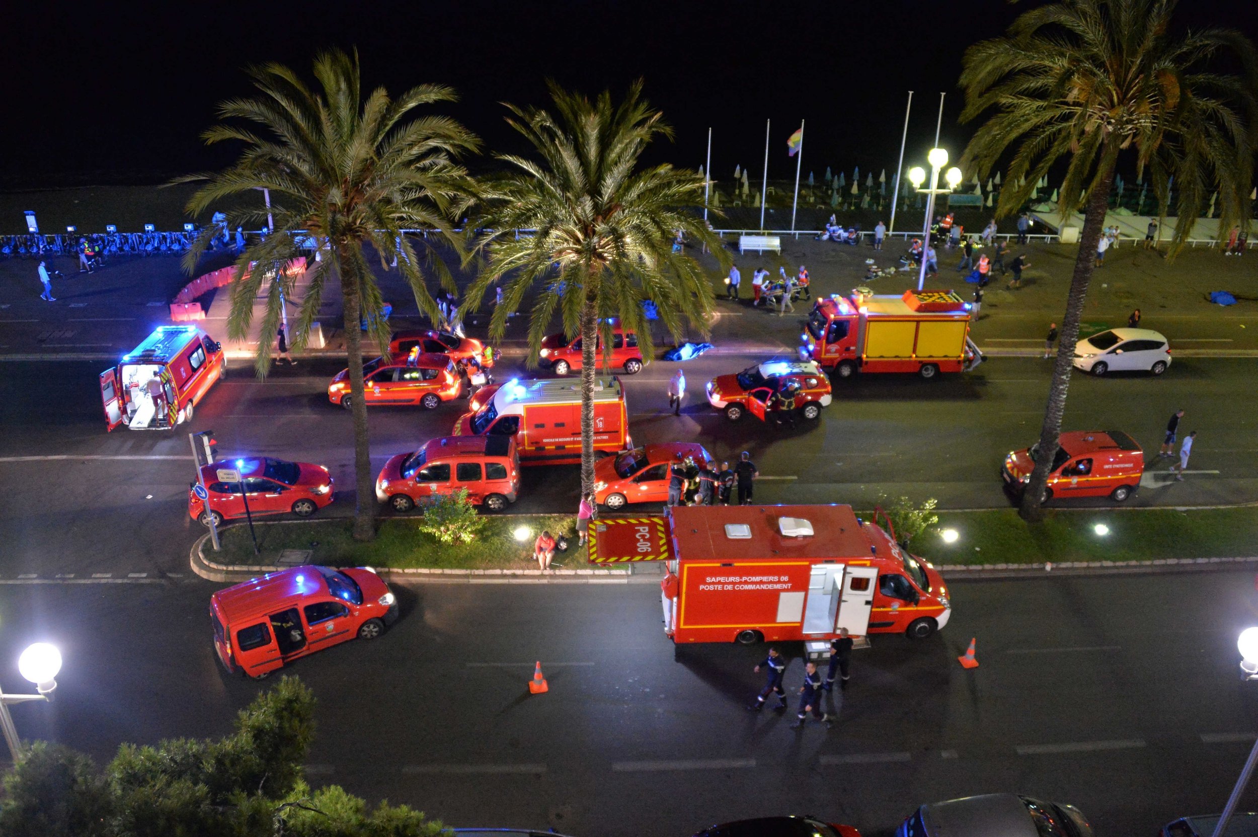 Picture Shows: General Views, GV July 14, 2016 The victims and the rescue crew are seen after a truck drives through a crowd of people in Nice, France. It is reported that dozens of people have died. Non Exclusive UK RIGHTS ONLY Pictures by : FameFlynet UK © 2016 Tel : +44 (0)20 3551 5049 Email : info@fameflynet.uk.com