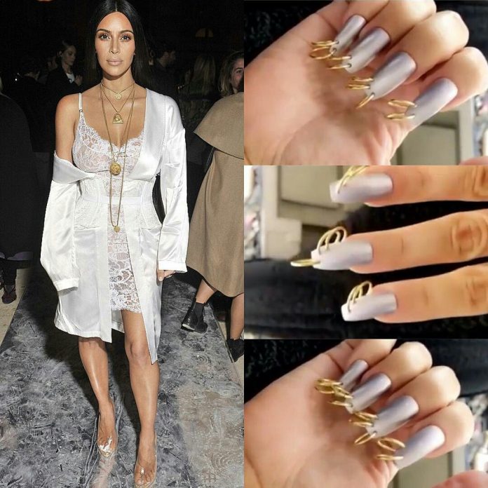 Kim Kardashian pierced nails