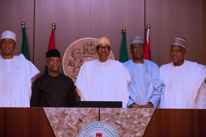 PRESIDENT BUHARI AND NEW SGF BOSS MUSTAPHA